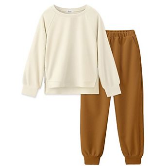 Arshiner Girls Piece Outfits Set Soft Grid Knit Top With Pocket Pants Outfit For To Old