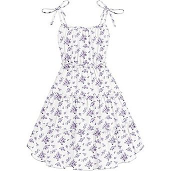 Arshiner Girls Summer Sundress Boho Spaghetti Strap Ruffled Tiered Midi Casual Cami Dress