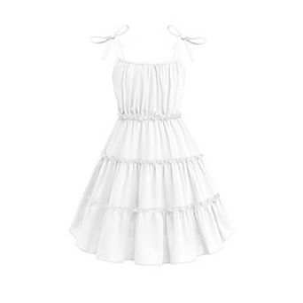 Arshiner Girls Summer Sundress Boho Spaghetti Strap Ruffled Tiered Midi Casual Cami Dress