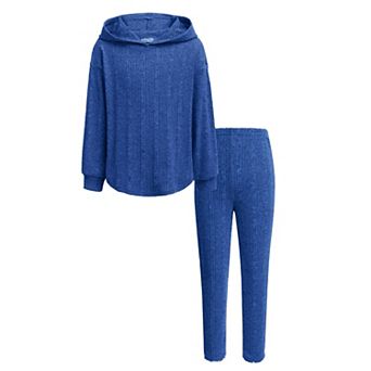 Arshiner Girls Rib Knit Hoodie 2 pc Tracksuit Set