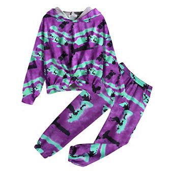 Arshiner Girls 2 pc Fall Winter Tracksuit Twist Front Hoodie Jogger Pants Set