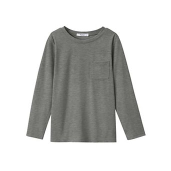Arshiner Boys Long Sleeve Shirts Casual Crewneck T Shirt Solid Tees Tops with Chest Pocket