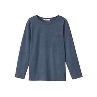 Arshiner Boys Long Sleeve Shirts Casual Crewneck T Shirt Solid Tees Tops with Chest Pocket