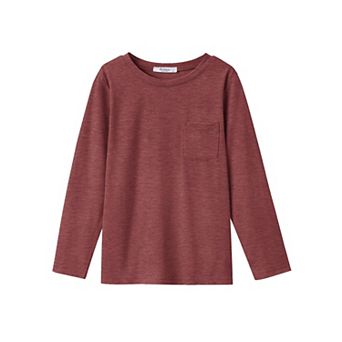 Arshiner Boys Long Sleeve Shirts Casual Crewneck T Shirt Solid Tees Tops with Chest Pocket