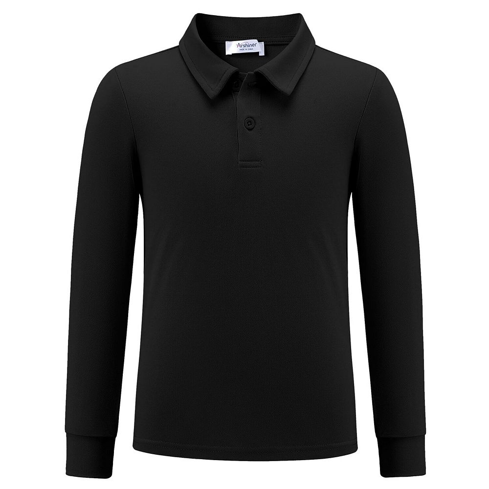 Arshiner Boys Long Sleeve Polo Shirt Performance School Uniform Pique ...