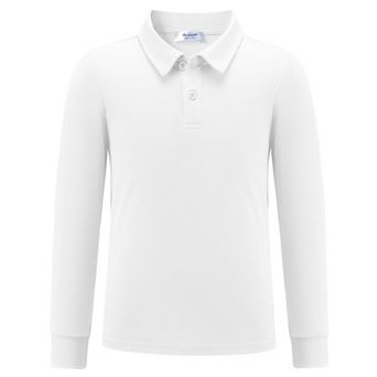 Arshiner Boys Long Sleeve Polo Shirt Performance School Uniform Pique Button Closure Shirt