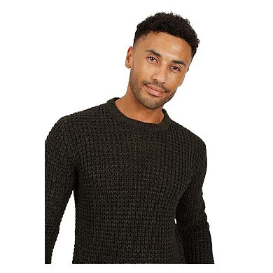 Brave Soul Mens Knitted Waffle Crew Neck Sweatshirt