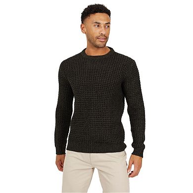 Brave Soul Mens Knitted Waffle Crew Neck Sweatshirt