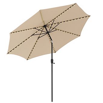 Costway 10 FT 112 LED Solar-Lighted Patio Table Market Umbrella Crank Tilt Outdoor