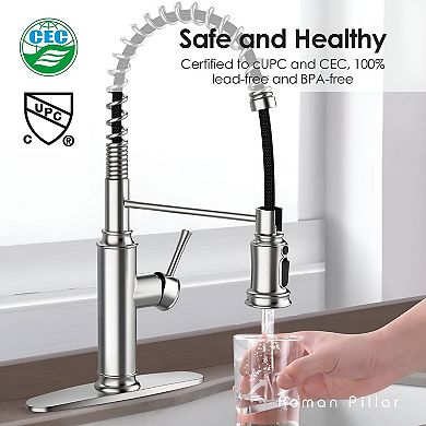 Single-Hole Pull-Down Kitchen Faucet with Stream and Spray Function