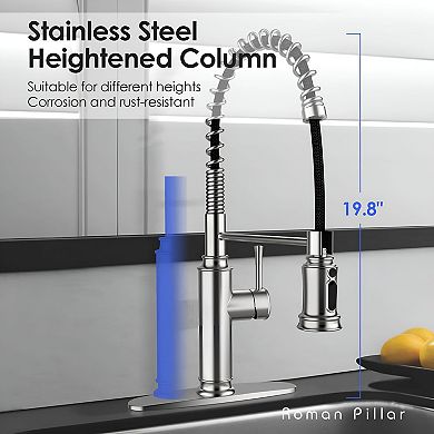 Single-Hole Pull-Down Kitchen Faucet with Stream and Spray Function