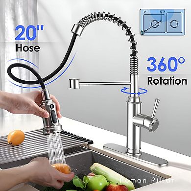 Single-Hole Pull-Down Kitchen Faucet with Stream and Spray Function