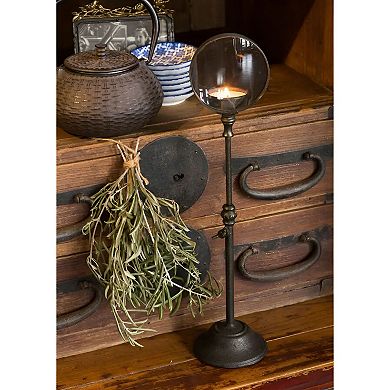 Iron Candle Holder with Magnifier Adjustable Height Tabletop Candle Stand for Desk Side Table