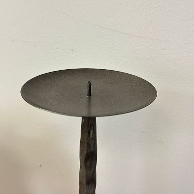 Hammered Metal Pillar Candle Holder Spindle Style Tabletop Mantel Floor Decor Stand