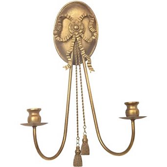 Wall Mounted Candle Holder Sconce Metal Vintage Style Gold Finish for Living Room Hallway Decor