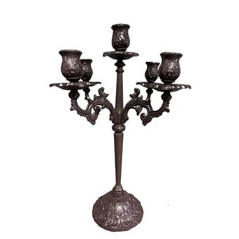 Three Arm Taper Candle Holder Cast Iron Candelabra Stand for Tabletop Home Decor Display