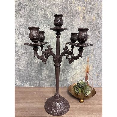 Three Arm Taper Candle Holder Cast Iron Candelabra Stand for Tabletop Home Decor Display