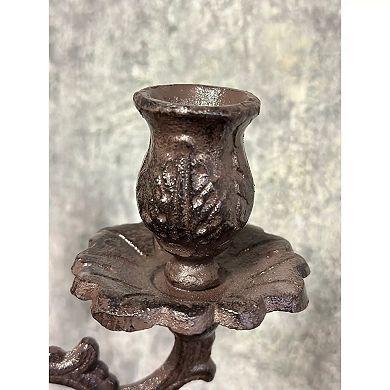 Three Arm Taper Candle Holder Cast Iron Candelabra Stand for Tabletop Home Decor Display