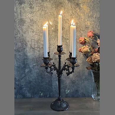 Three Arm Taper Candle Holder Cast Iron Candelabra Stand for Tabletop Home Decor Display