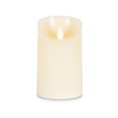 Set of 4 Flameless Wax Pillar Candles Fire Glow Tip LED Decor