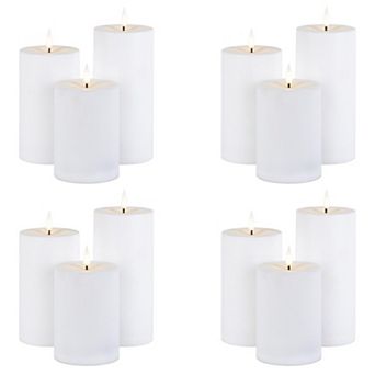 Indoor Outdoor Flameless Pillar Candle Set with Remote 12 LED Candles for Décor