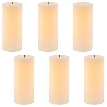 Set of 6 Outdoor Flameless Pillar Candles with Real Wax Finish for Patio Decor