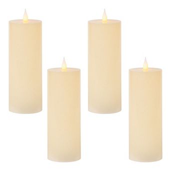 Set of 4 Flameless Wax Pillar Candles Flat Top Tall LED Candle Decor