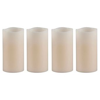 Set of 4 Flickering Flameless Wax Pillar Candles LED Decor
