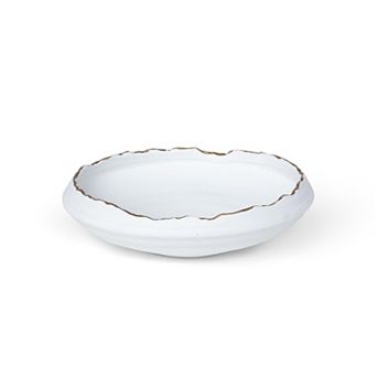 Gilded Sculpted Porcelain Bowl Decorative Shelf and Table Accent