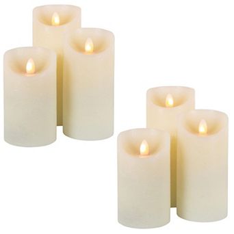 Set of 6 Flameless Pillar Candles Battery Operated LED Candle Decor