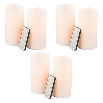 Flickering Flameless Wax Pillar Candle Set of 6 Remote Control LED Decor