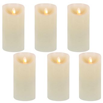 Set of 6 Flameless Pillar Candle Wax Plastic Flicker Light Home Decor