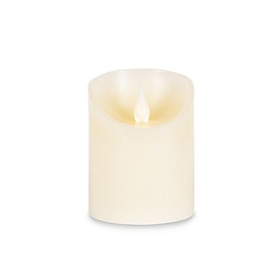 Set of 4 Flameless Wax Pillar Candles Fire Glow Tip LED Home Decor