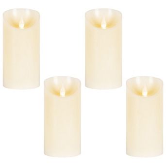 Flameless Wax Pillar Candle Set 4 Pack Fire Glow Tip Mantel Centerpiece