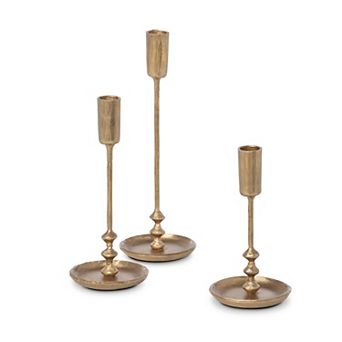 Colonial Taper Candle Holders Set of 3 for Tabletop and Mantel