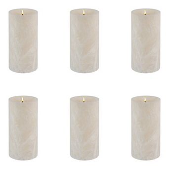 Flameless Pillar Candle Set of 6 for Lanterns Holiday and Centerpiece Displays