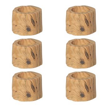 Faux Bois Set of 6 Tealight Votive Holders Wood Grain Dolomite Decor
