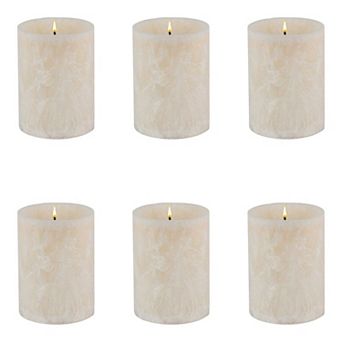 Wax Glow Flameless Pillar Candle Set of 6 LED Candles for Home Décor
