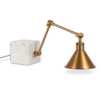 Decorative Marble Base Shelf Light with Brass Accents for Living Room and Entryway Displays