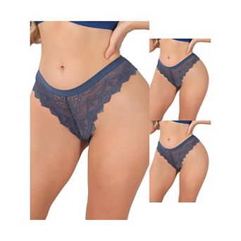 3 Packs Women's Lace Thong Bow Low Rise Cute Soft Bikini Underwear