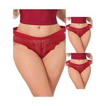 3 Packs Women's Lace Thong Bow Low Rise Cute Soft Bikini Underwear