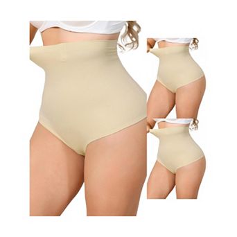 3 Packs Women's High Waisted Tummy Control Girdle Body Shaper Thong Panty Under Dress Shapewear