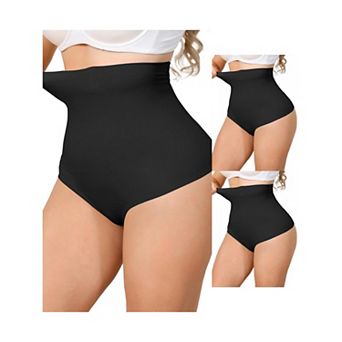 3 Packs Women's High Waisted Tummy Control Girdle Body Shaper Thong Panty Under Dress Shapewear