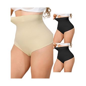 3 Packs Women's High Waisted Tummy Control Girdle Body Shaper Thong Panty Under Dress Shapewear