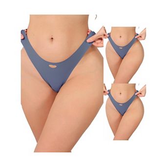 3 Packs Women's Seamless Underwear No Show Ice Silk Low Rise Bikini Cute Heart Cutout Briefs