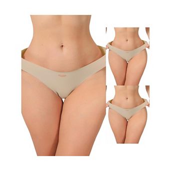 3 Packs Women's Seamless Underwear No Show Ice Silk Low Rise Bikini Cute Heart Cutout Briefs