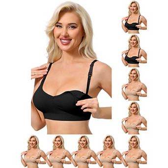 10 Packs Nursing Bras for Women Breastfeeding Wireless Pregnancy V Neck Adjustable Straps Bra