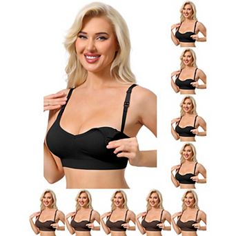 10 Packs Nursing Bras for Women Breastfeeding Wireless Pregnancy V Neck Adjustable Straps Bra