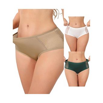 3 Packs Women's High Waisted Briefs Tummy Control Panties Slimming Underwear Breathable Mesh Panty