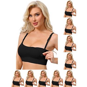 10 Packs Women's Nursing Bras Wireless Push Up Bralettes Full Coverage Bra Adjustable Straps